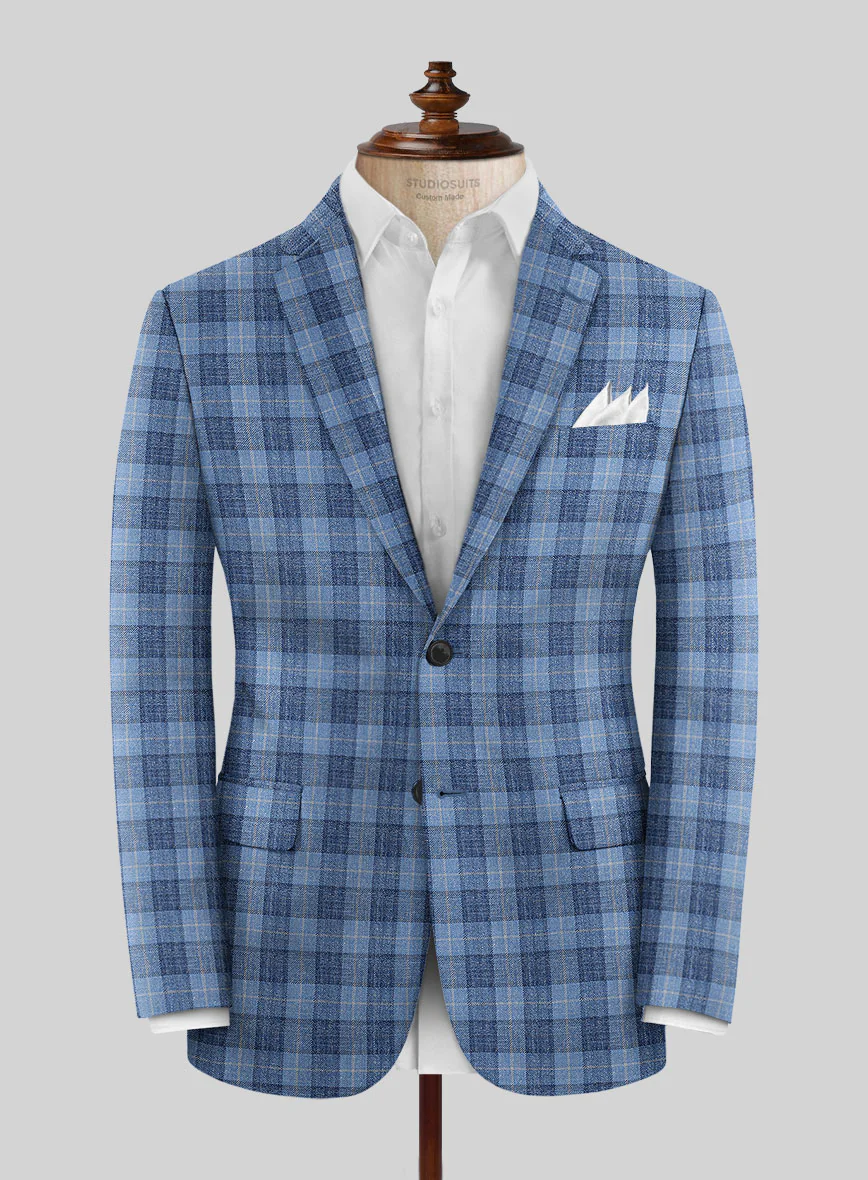 Noble Pilar Blue Wool Silk Linen Suit - Image 4