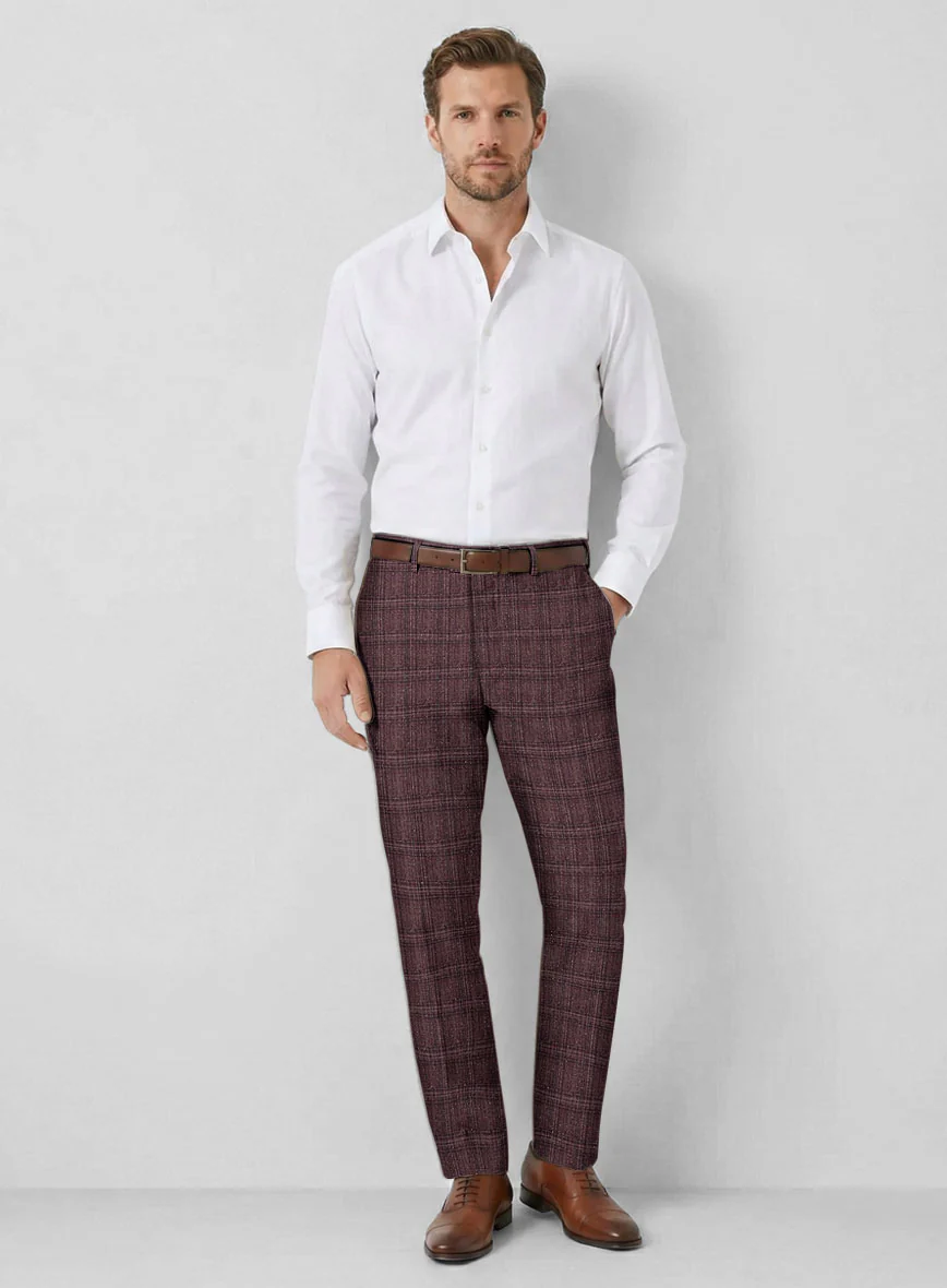Noble Purple Check Wool Silk Linen Suit - Image 5
