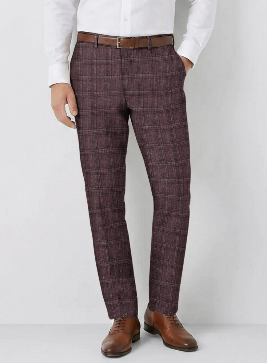 Noble Purple Check Wool Silk Linen Suit - Image 6
