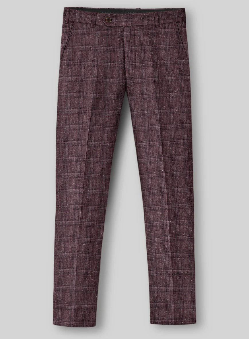 Noble Purple Check Wool Silk Linen Suit - Image 7