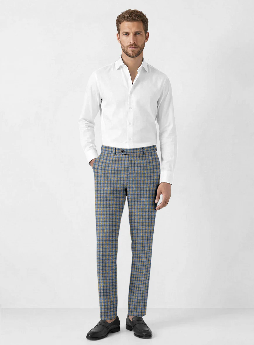 Noble Raquel Blue Wool Silk Linen Pants - Image 3