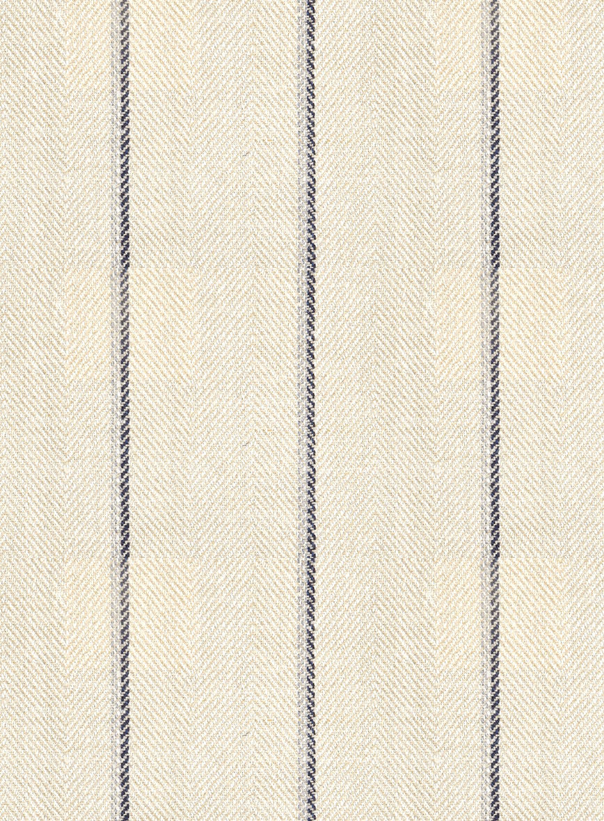 Noble Rosaria Cream Stripe Cotton Silk Linen Jacket - Image 3