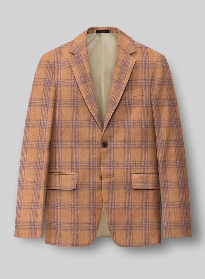 Noble Rust Check Wool Silk Linen Suit - Image 4