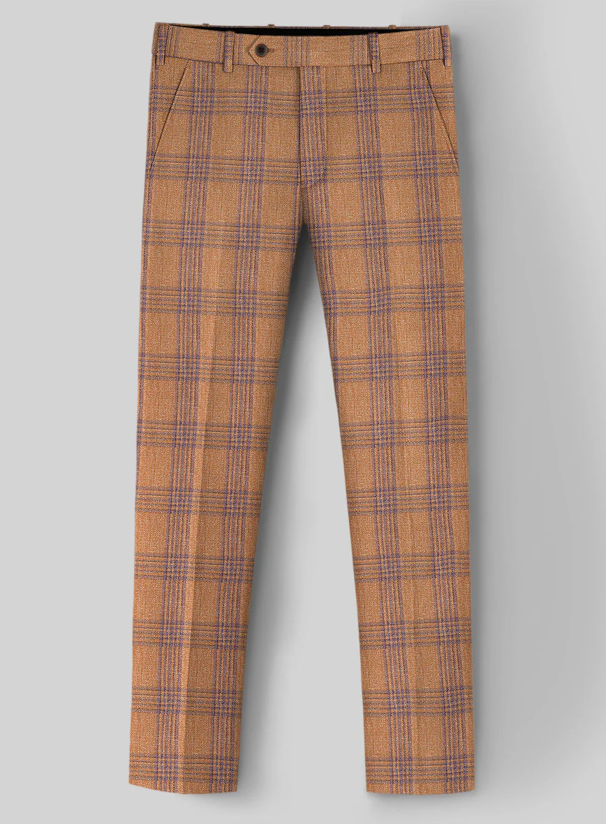 Noble Rust Check Wool Silk Linen Suit - Image 5