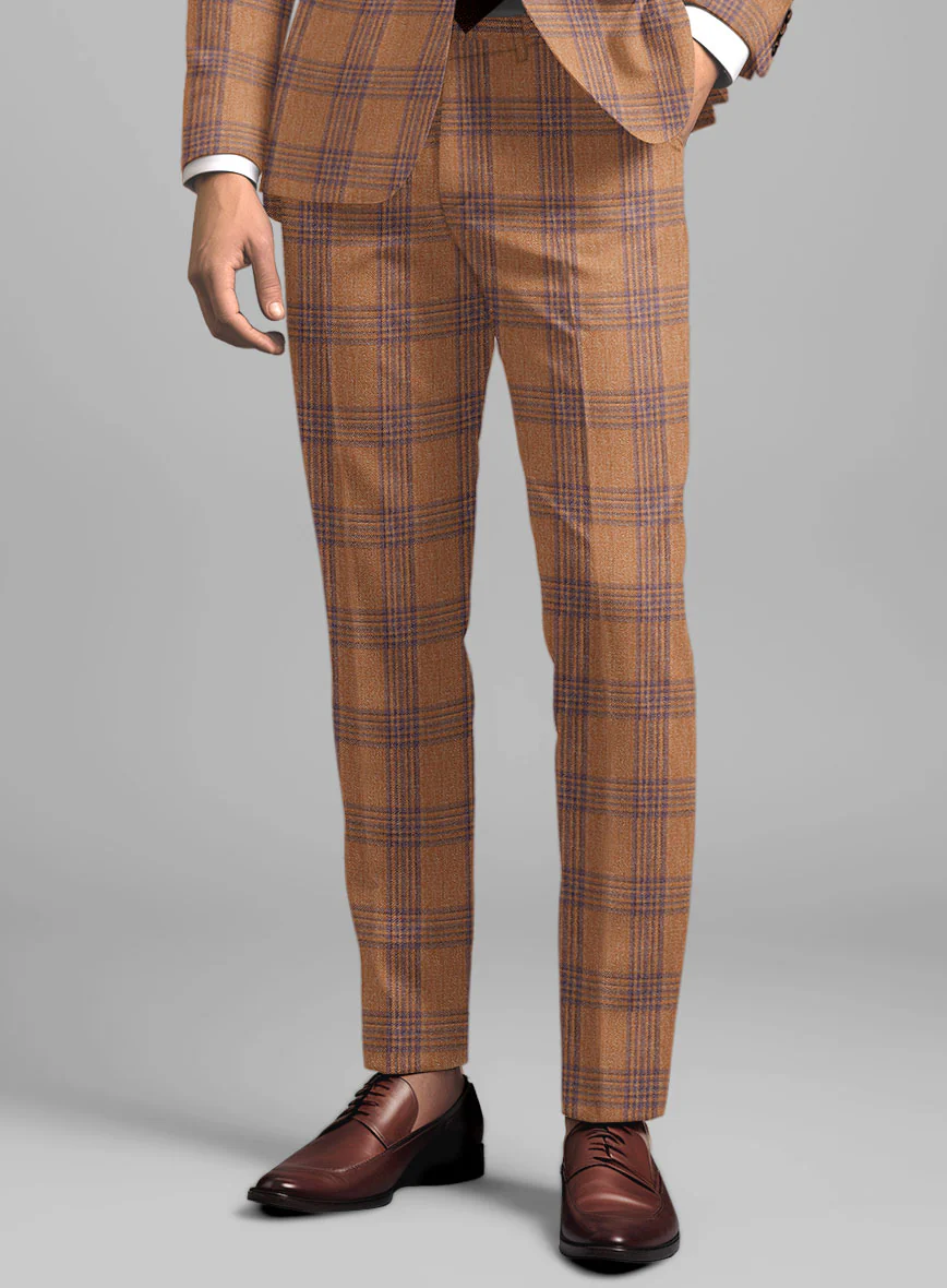 Noble Rust Check Wool Silk Linen Suit - Image 6