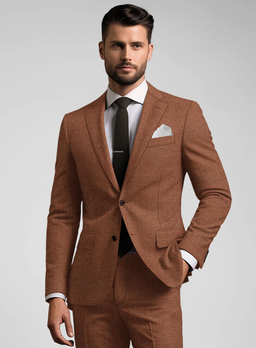 Noble Rust Wool Silk Linen Suit - Image 3