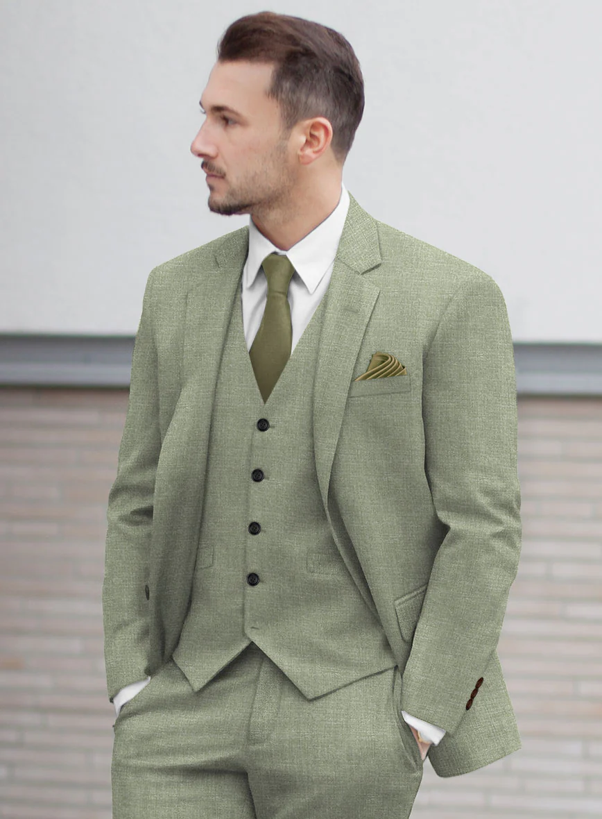 Noble Sage Green Wool Silk Linen Jacket - Image 2