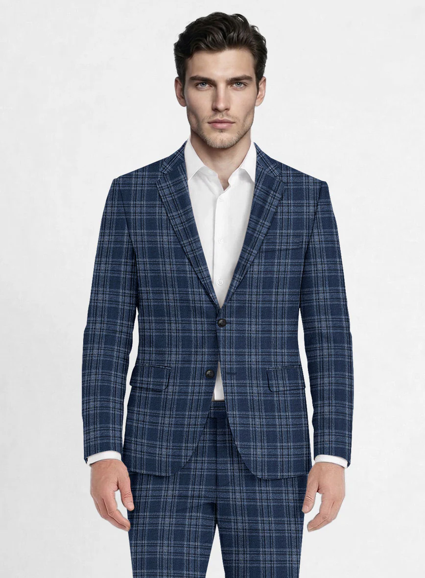 Noble Sandro Blue Wool Silk Linen Jacket - Image 2