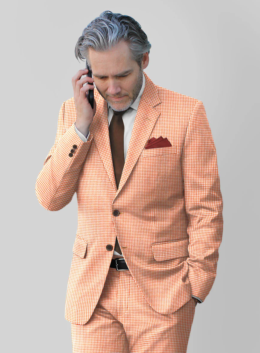 Noble Silk Orange Houndstooth Jacket - Image 2