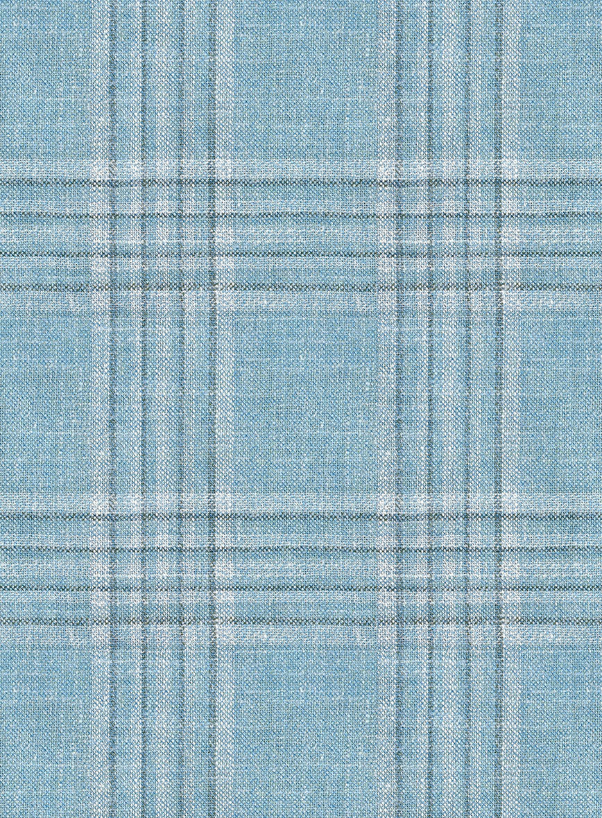 Noble Sky Blue Wool Silk Linen Jacket - Image 3
