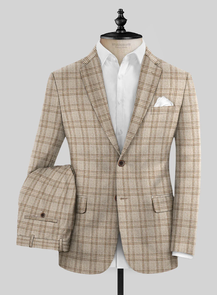 Noble Sofia Beige Wool Silk Linen Suit - Image 2