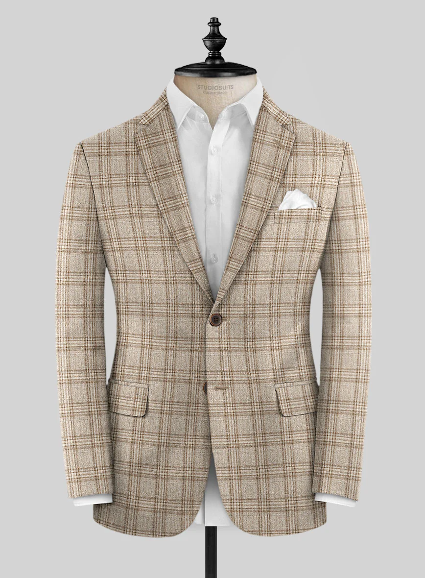 Noble Sofia Beige Wool Silk Linen Suit - Image 3