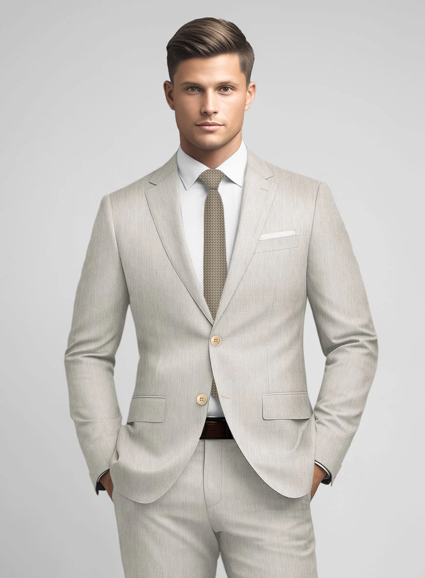 Noble Stone Beige Wool Silk Linen Jacket - Image 2