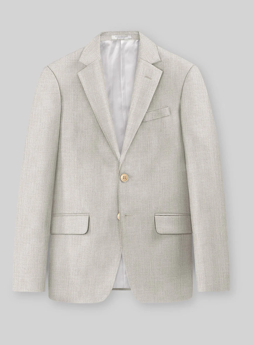 Noble Stone Beige Wool Silk Linen Suit - Image 4