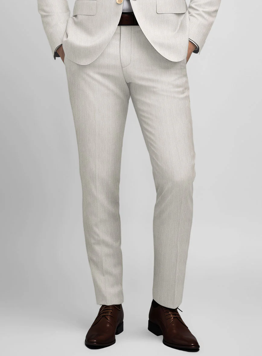 Noble Stone Beige Wool Silk Linen Suit - Image 6