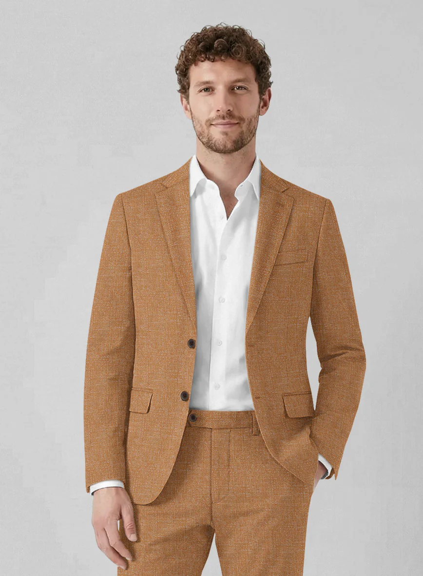 Noble Tan Wool Silk Linen Jacket - Image 2