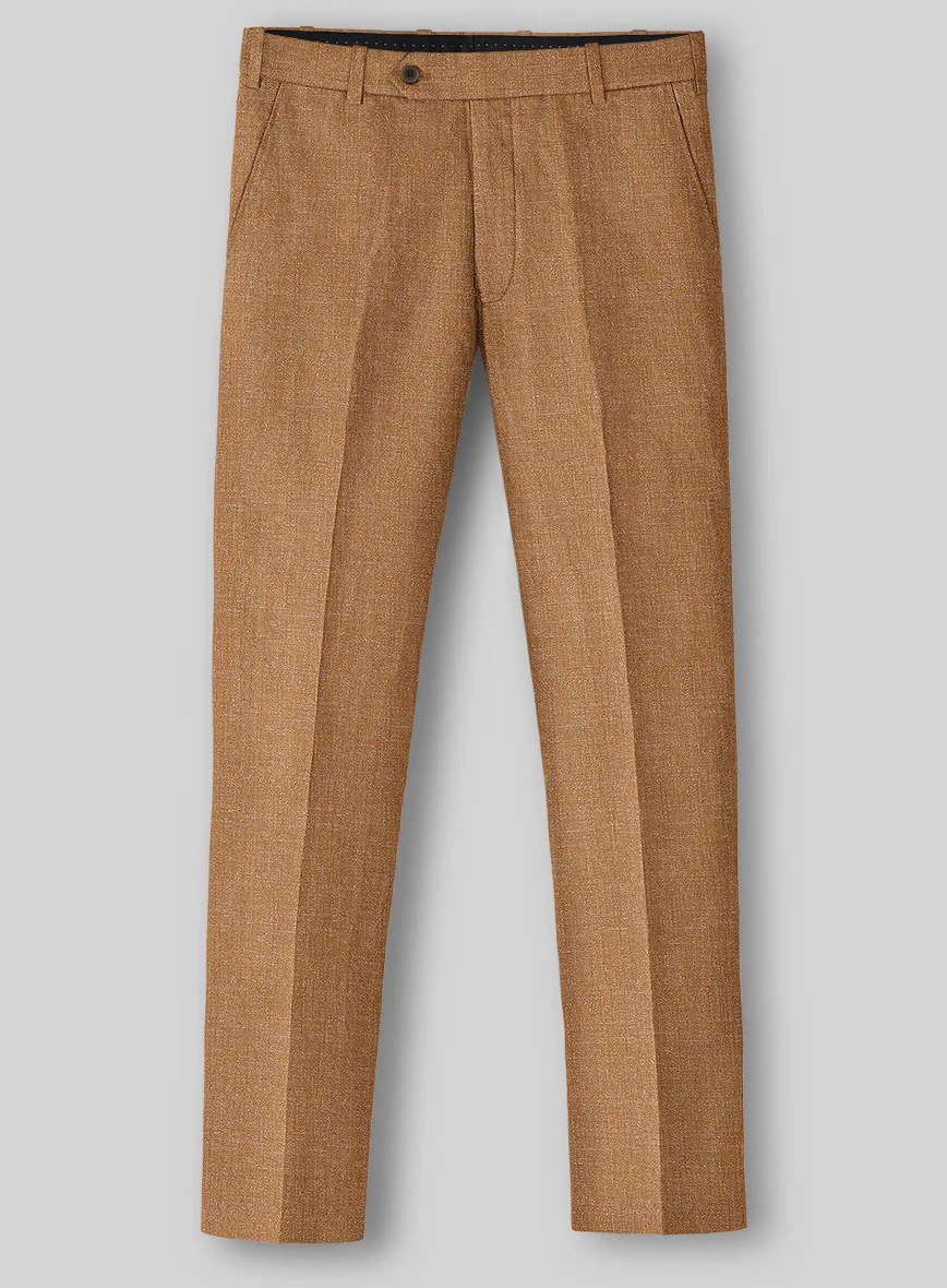 Noble Tan Wool Silk Linen Pants - Image 2