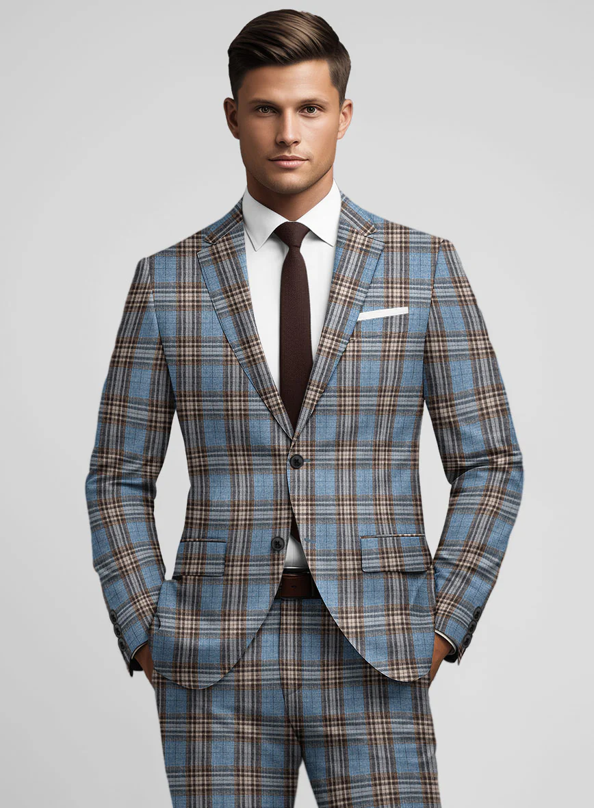 Noble Veron Tartan Wool Silk Linen Suit - Image 3