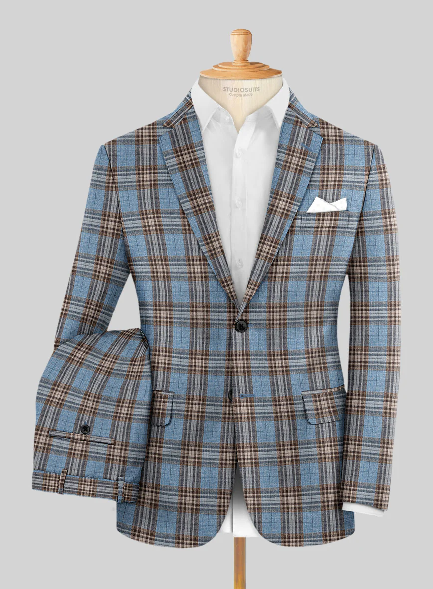 Noble Veron Tartan Wool Silk Linen Suit - Image 2