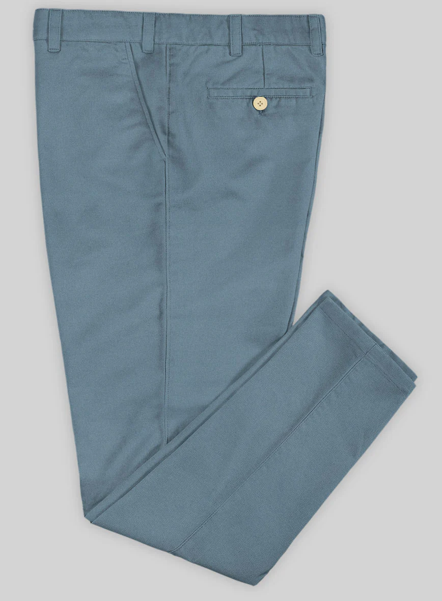 Washed Nord Blue Feather Cotton Canvas Stretch Chino Pants - Image 3