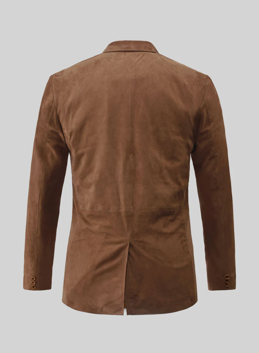 Oak Brown Suede Leather Blazer - Image 3
