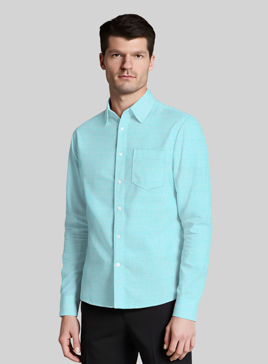 Ocean Blue Cotton Shirt - Image 3