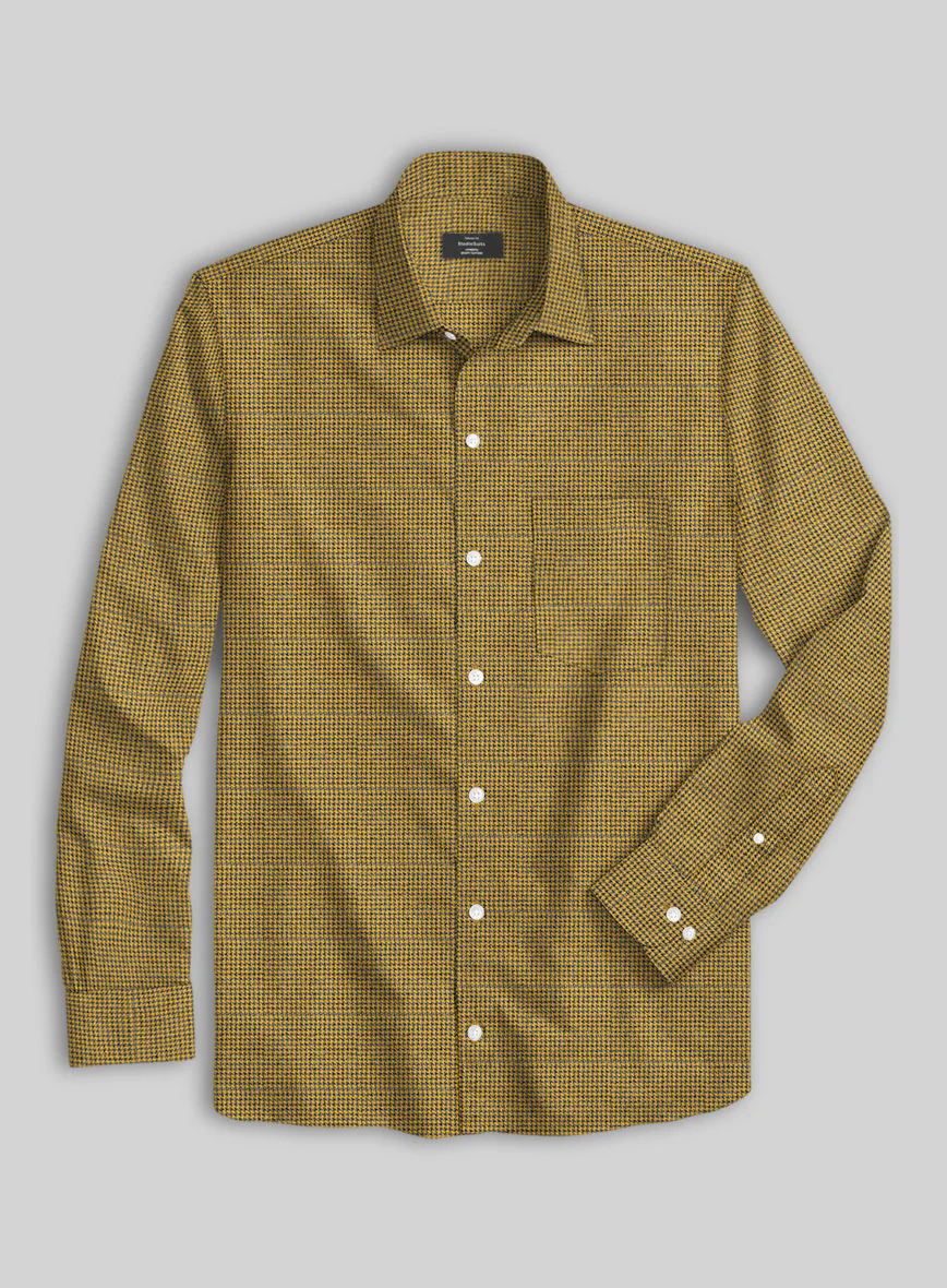 Ochre Houndstooth Cotton Shirt - Image 2