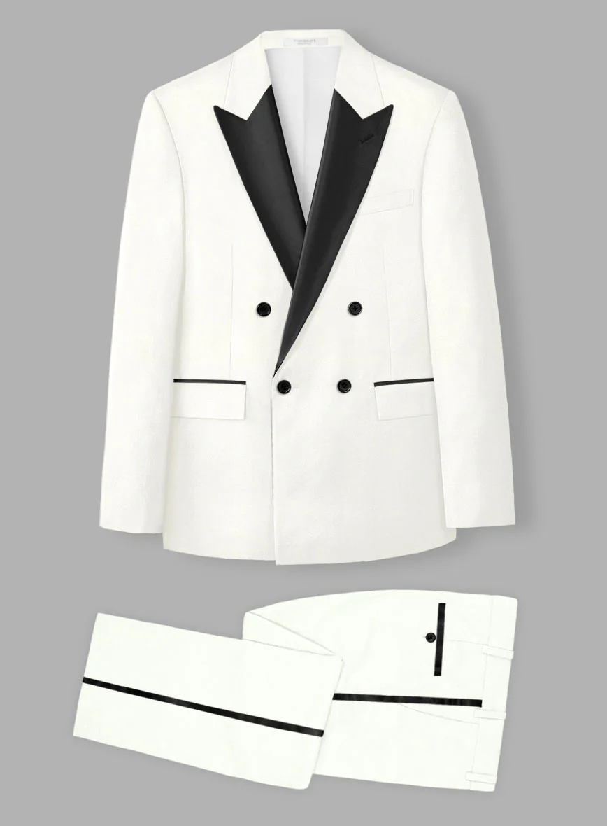 Off-White Double Breasted Tuxedo Suit - Image 2