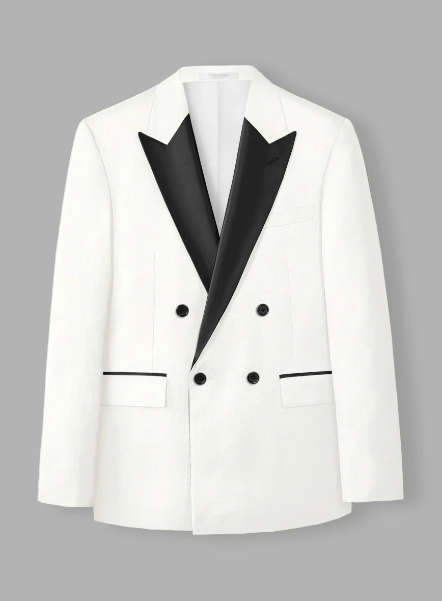 Off-White Double Breasted Tuxedo Suit - Image 4