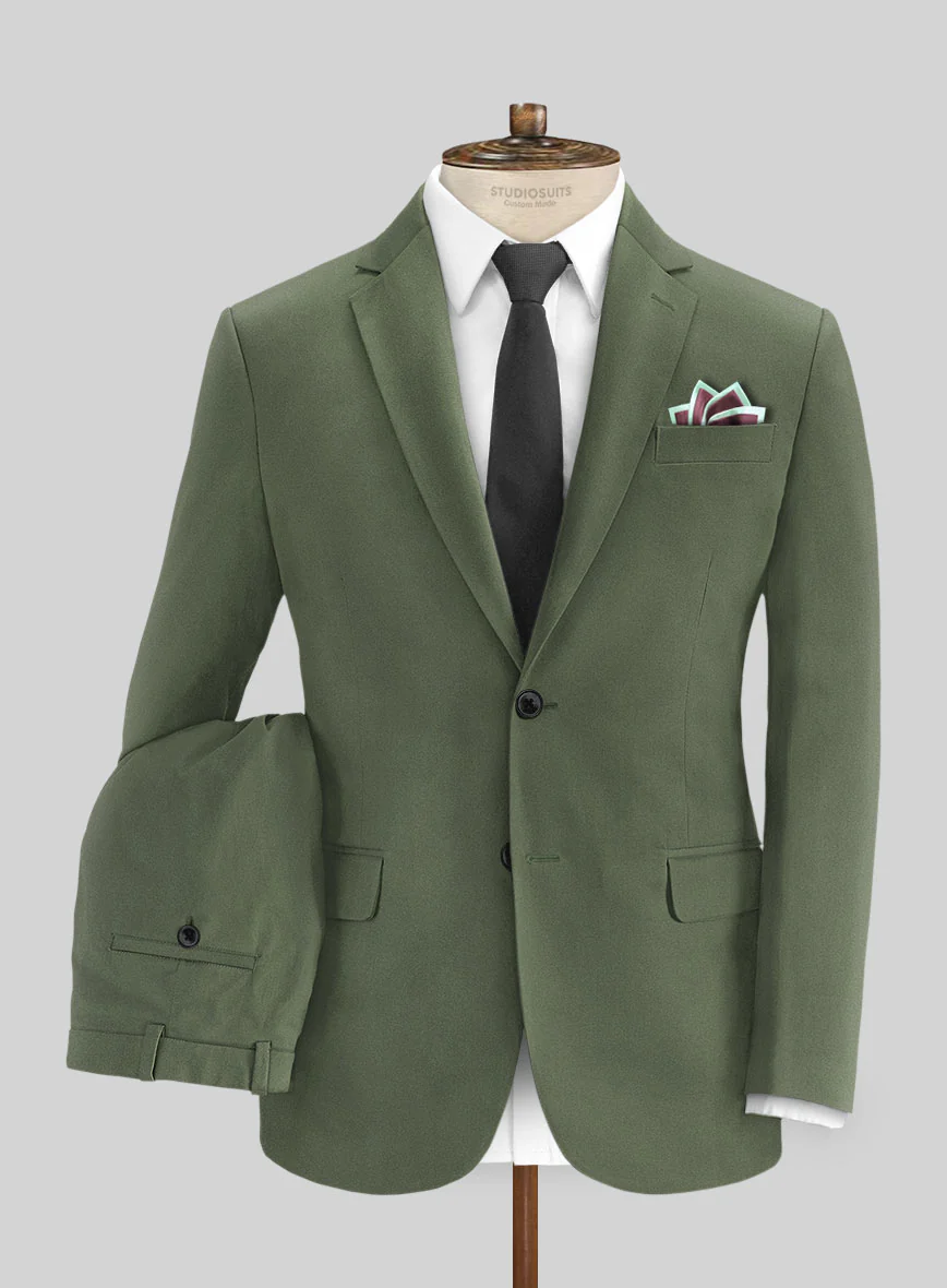 Olive Green Cotton Suit - Image 2