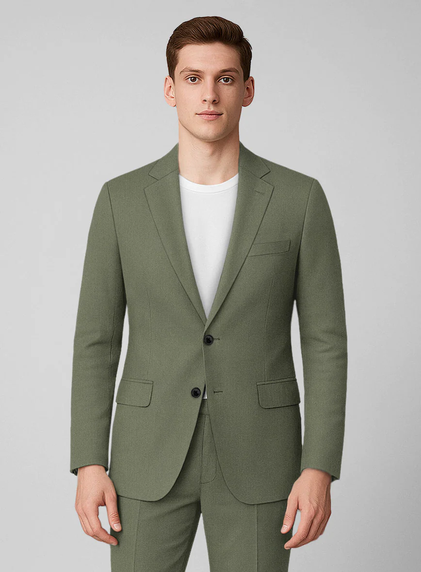 Olive Green Napoli Stretch Light Weight Cotton Jacket - Image 2