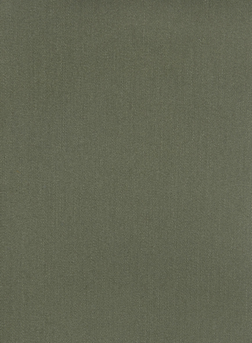 Olive Green Napoli Stretch Light Weight Cotton Pants - Image 3