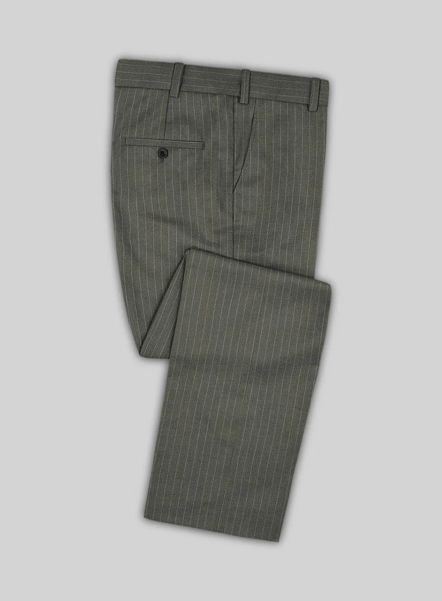 Olive Green Pinstripe Suit - Image 6