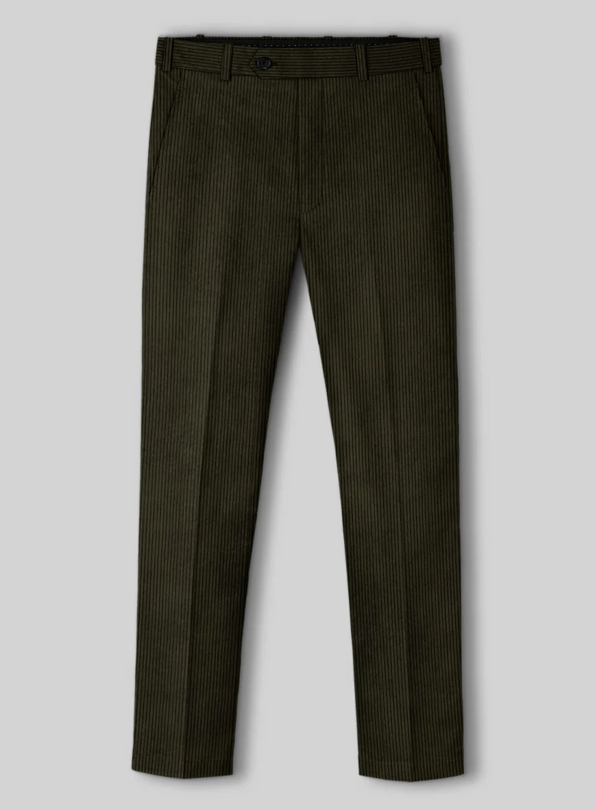 Olive Green Stretch Corduroy Pants - Image 2