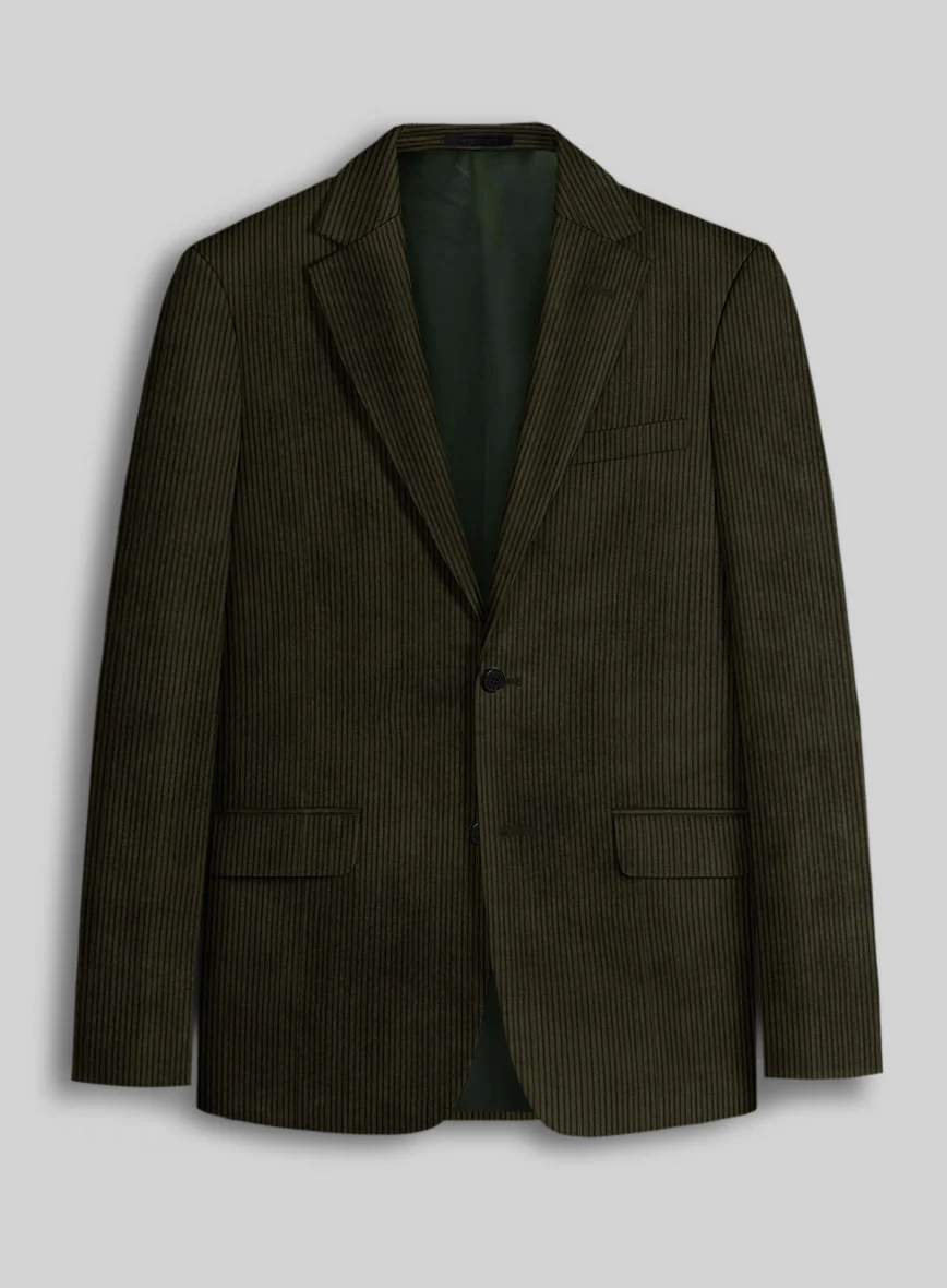 Olive Green Stretch Corduroy Suit - Image 4