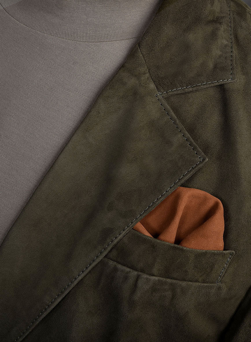 Olive Green Suede Leather Suit - Image 2