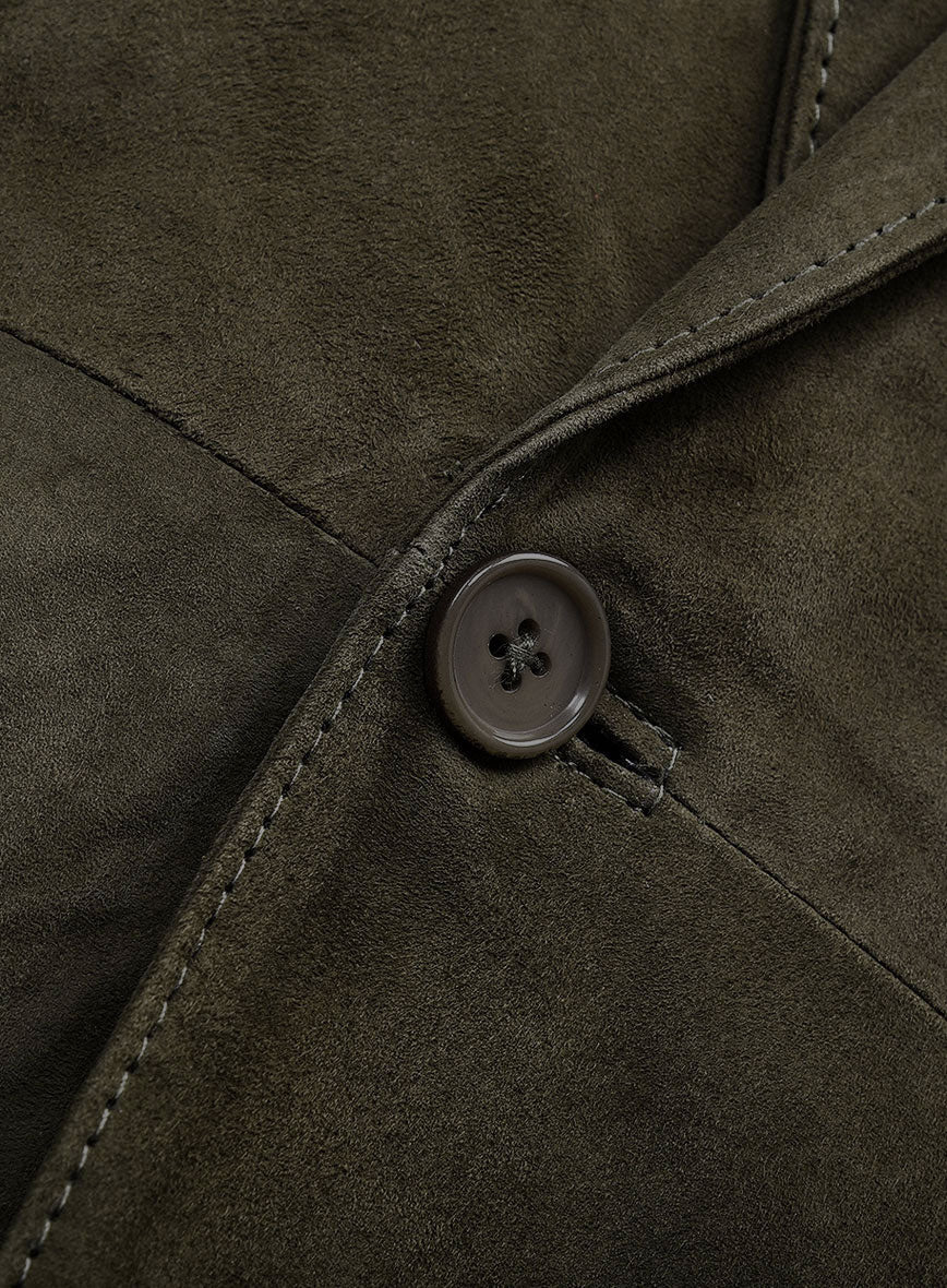 Olive Green Suede Leather Suit - Image 4