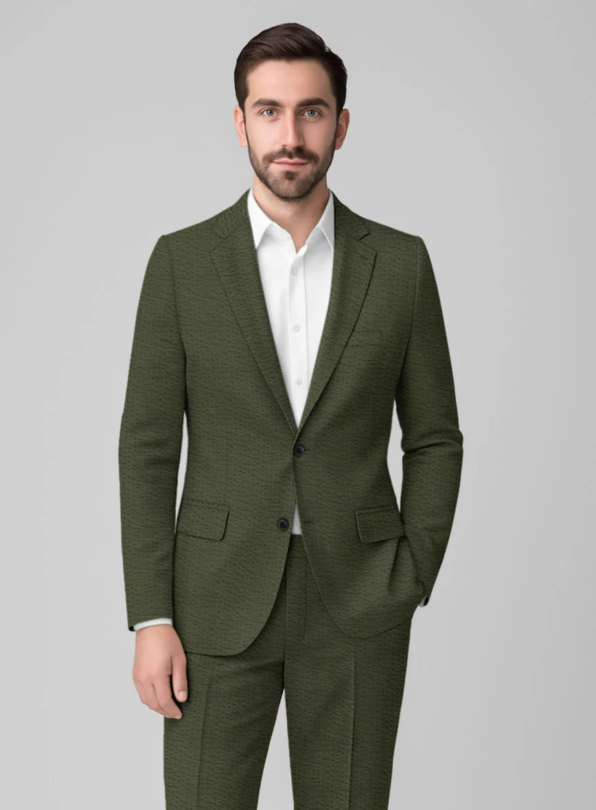 Olive Seersucker Jacket - Image 2