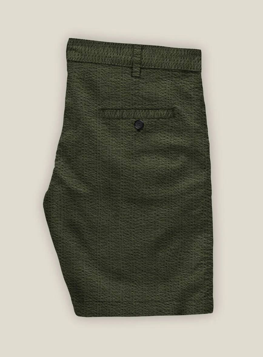Olive Seersucker Shorts - Image 3