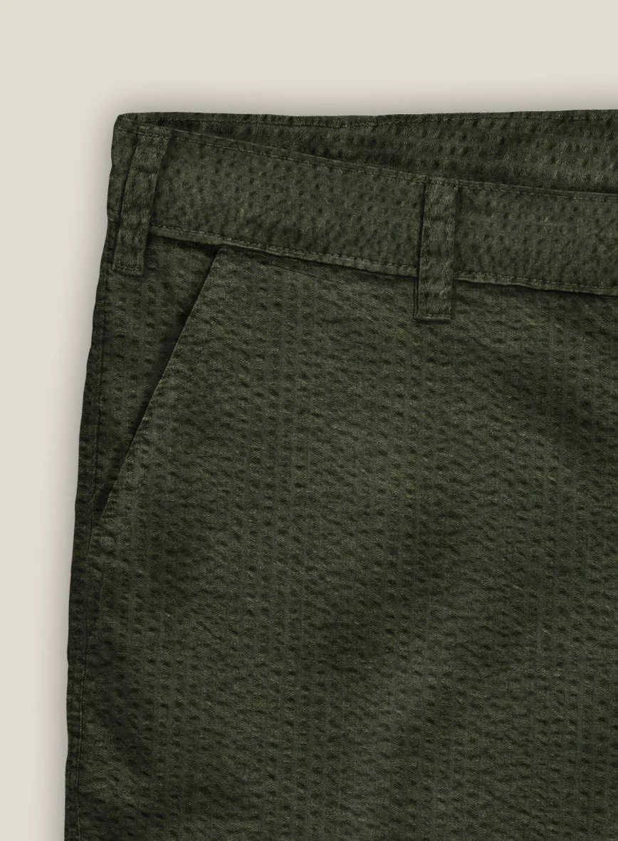 Olive Seersucker Shorts - Image 4