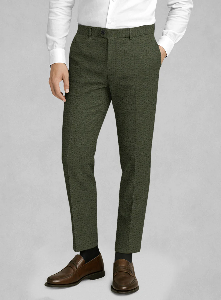 Olive Seersucker Suit - Image 5