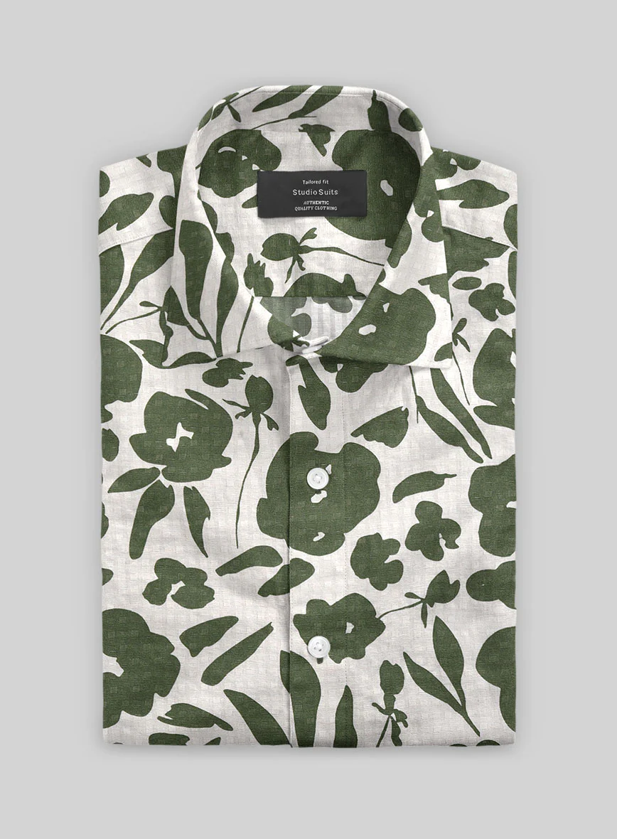 Olive Silhouette Cotton Shirt - Image 2