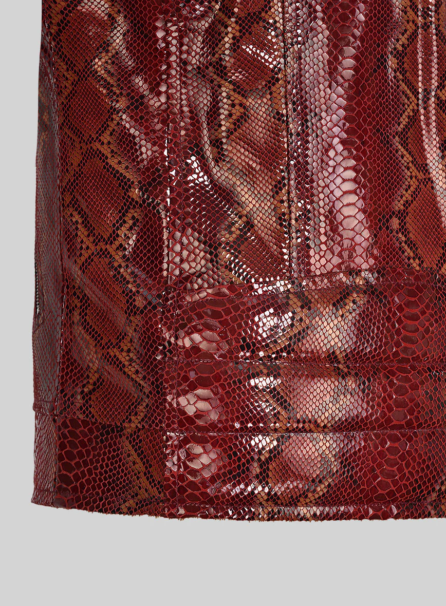 Opulent Bold Red Python Leather Jacket - Image 4