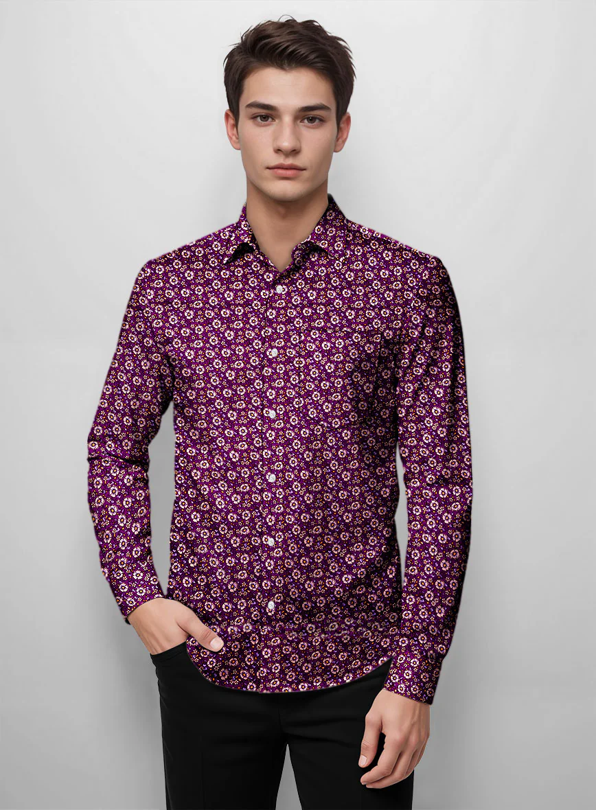 Orchid Whirl Cotton Lycra Shirt - Image 3
