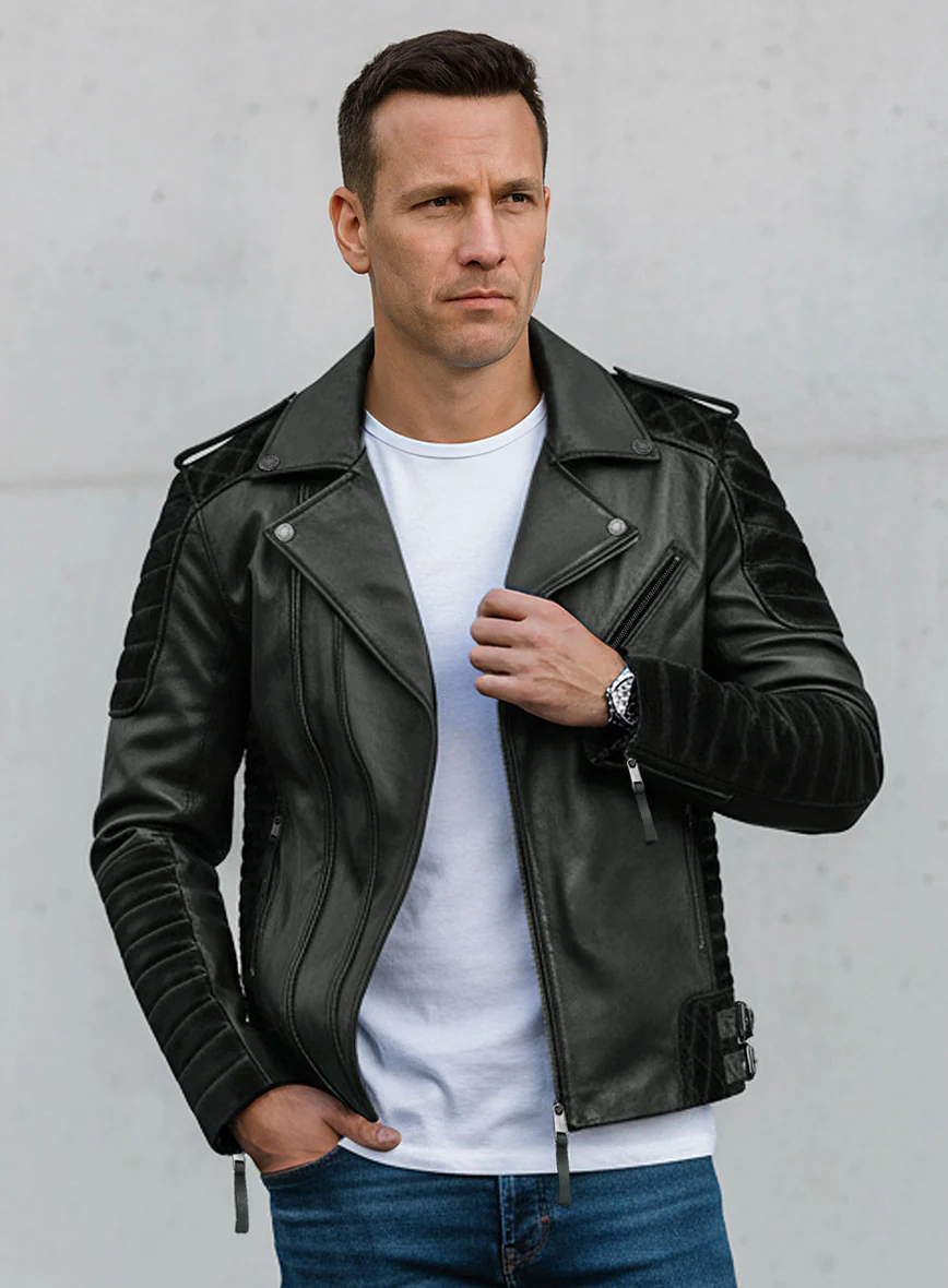 Outlaw Burnt Charcoal Leather Jacket - Image 4