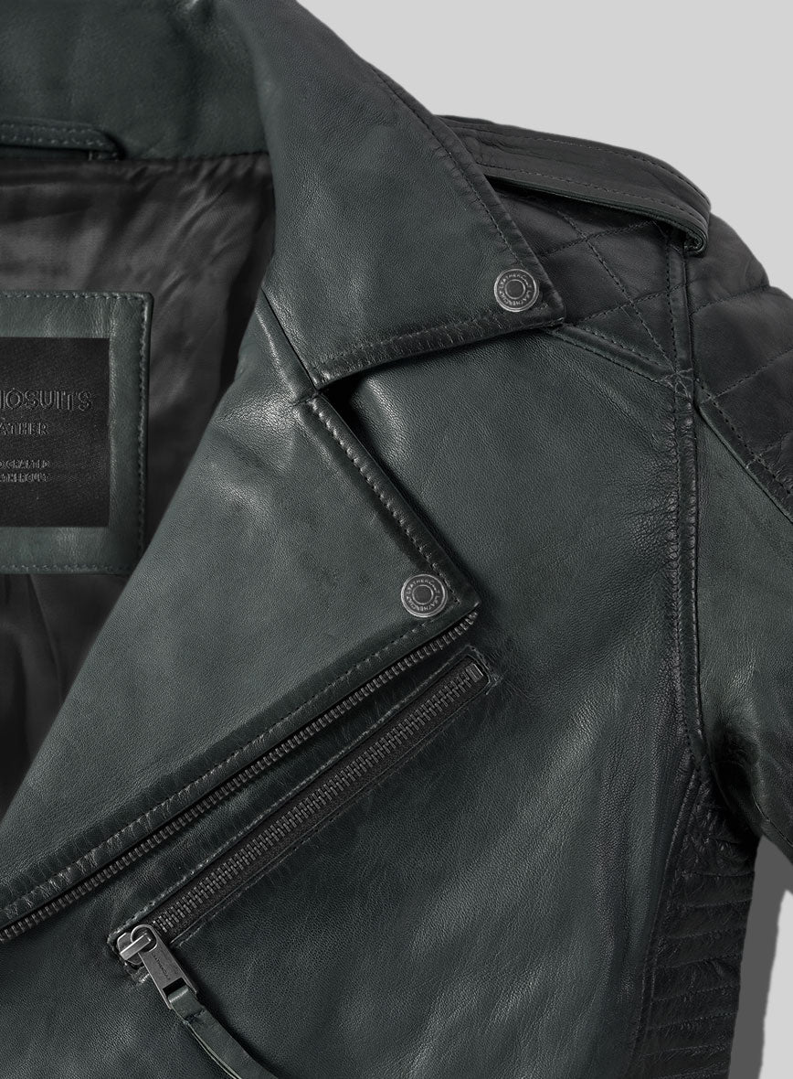 Outlaw Burnt Charcoal Leather Jacket - Image 5