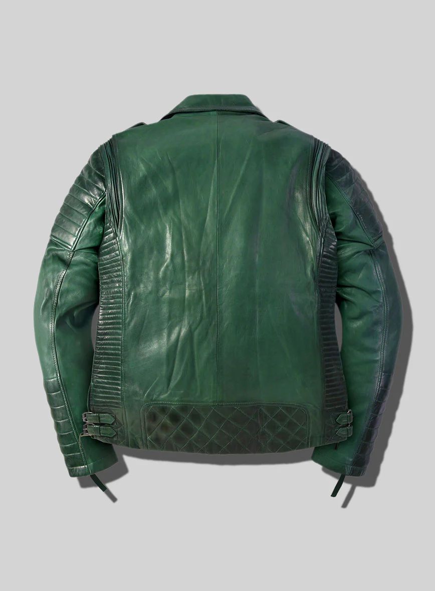 Outlaw Burnt Green Leather Jacket - Image 3
