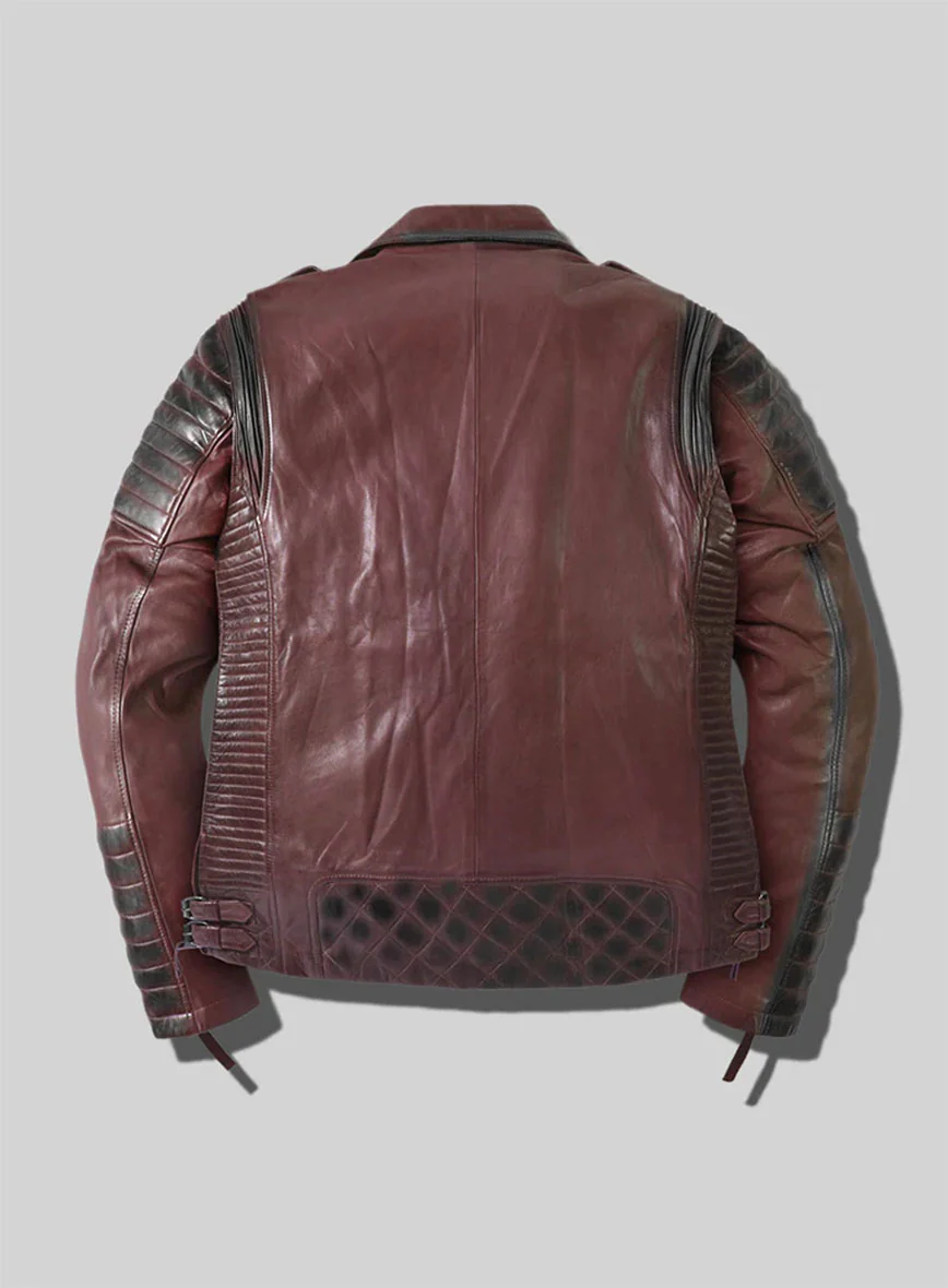 Outlaw Burnt Maroon Leather Jacket - Image 3