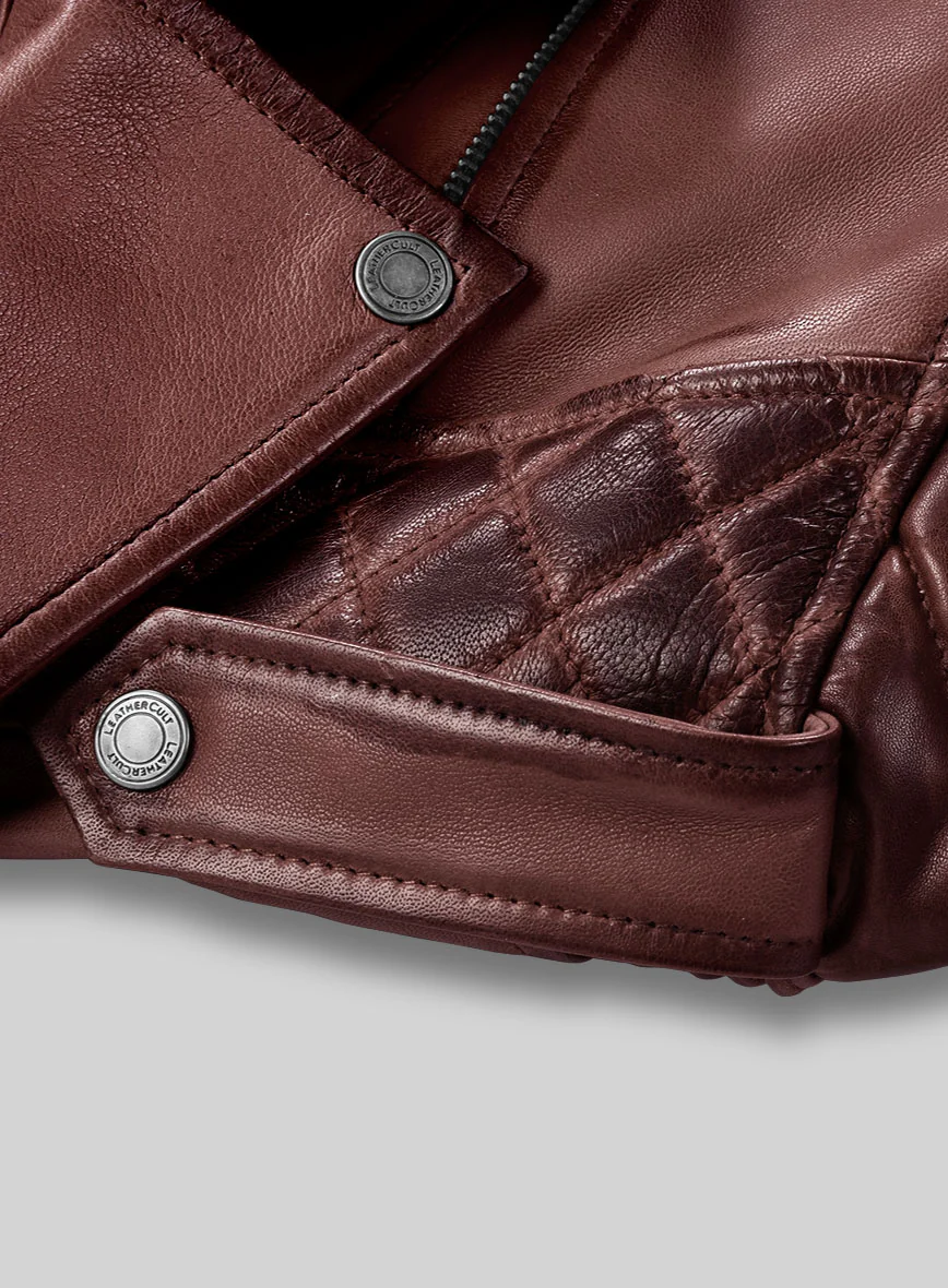 Outlaw Burnt Maroon Leather Jacket - Image 8