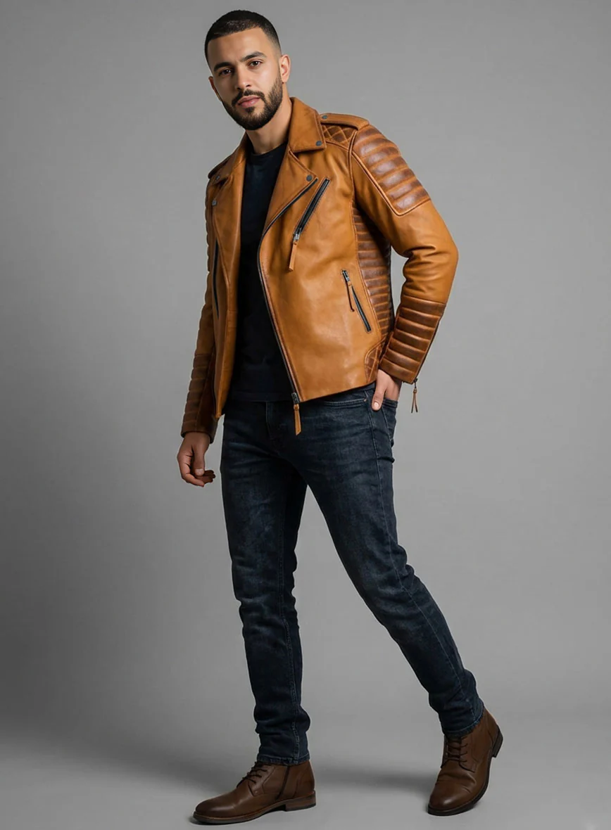 Outlaw Burnt Mustard Leather Jacket - Image 2
